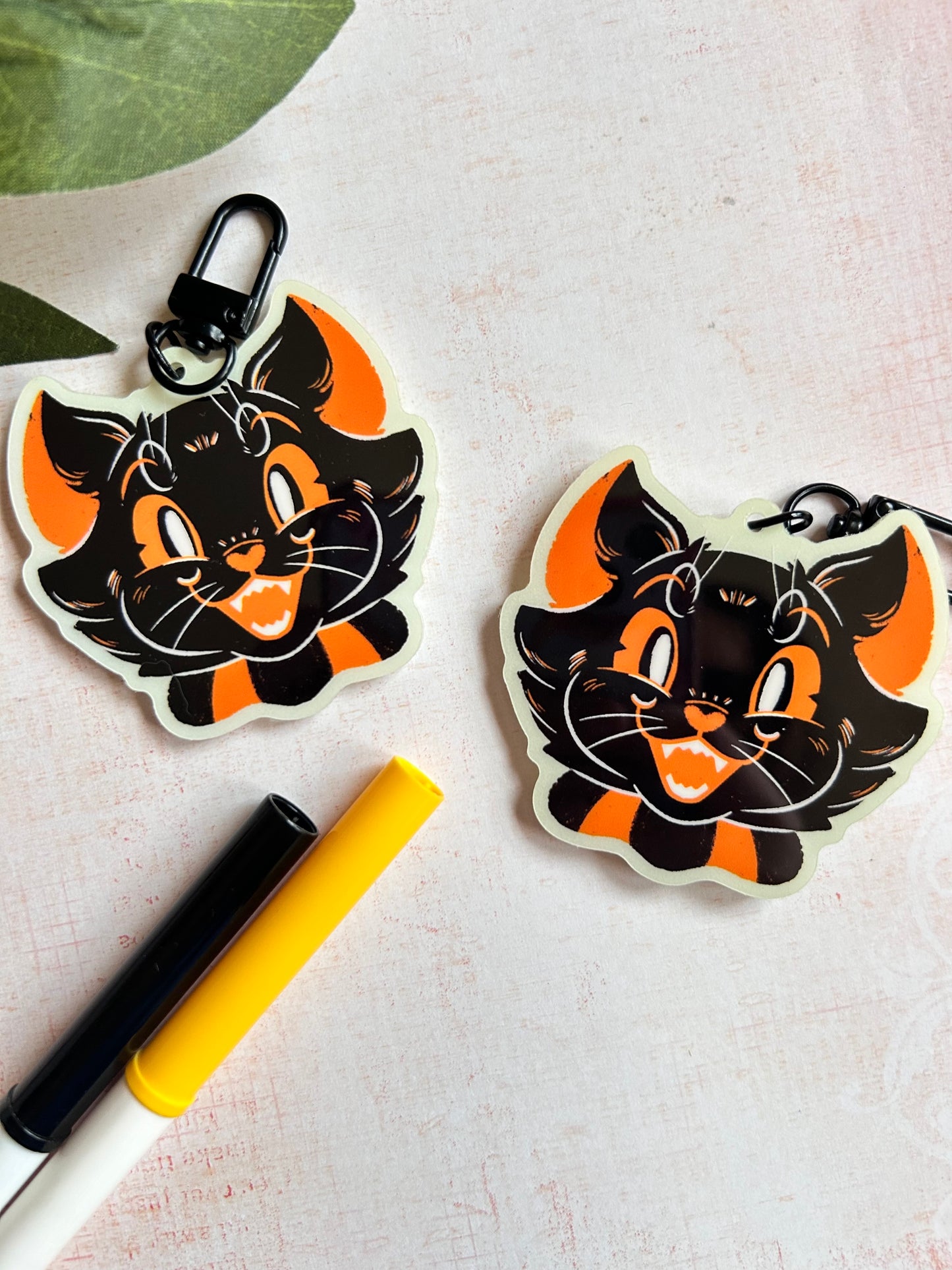 Vintage Halloween Kitty Charm