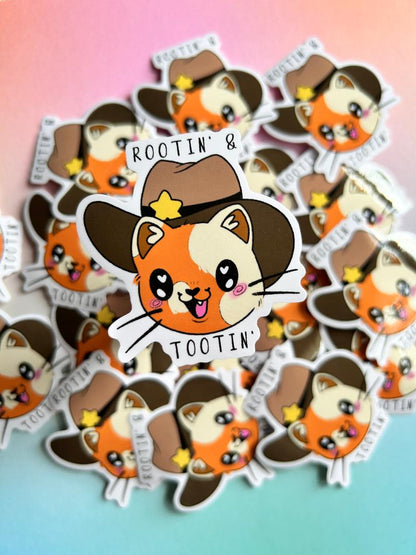 Rootin' and Tootin' Cat sticker